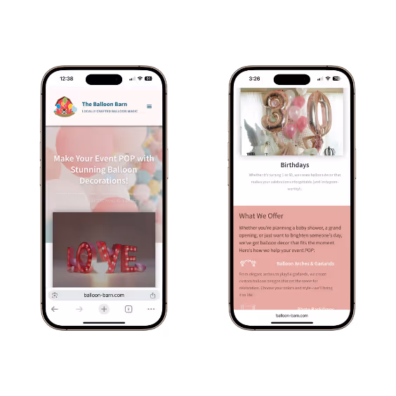 Balloon decorators mobile site